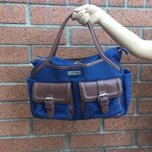 Lily Jade Diaper Bag- Navy Canvas Gold Silk